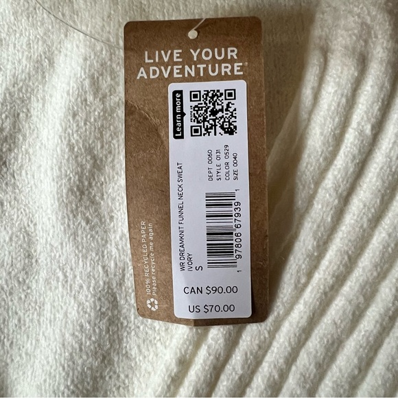 πNWT! EDDIE BAUER Funnel Neck Ivory Soft & Cozy Classic Sweater Sz. Small - Picture 5 of 9